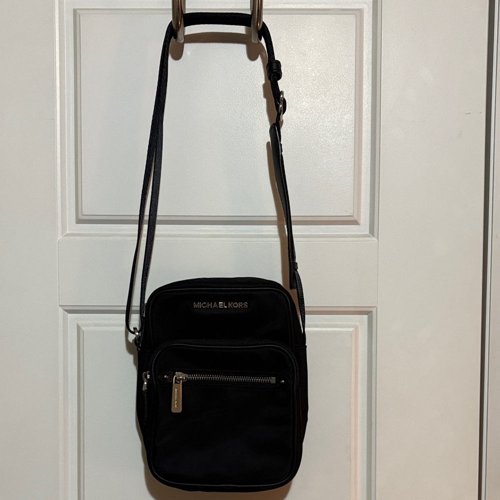 Michael Kors Black Nylon Messenger Crossbody with Silver Hardware - Picture 3 of 5